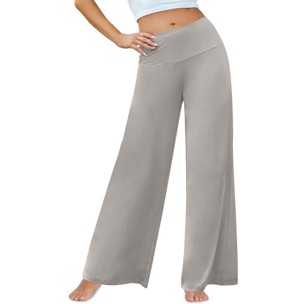 Lässige Hose mit weitem Bein für Damen, hohe Taille, elastisch, bequeme Hose