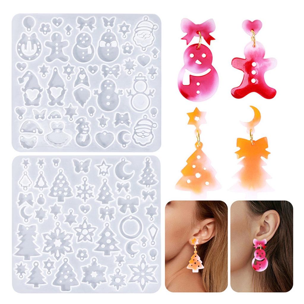 Christmas Earring Silicone Mould Set With Festive Designs for Holiday Jewelry Crafting and Resin Art Projects