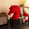 Velvet Red Horse Head Ornament, Luxury Office Desk Decoration - Unique Artistic Year of the Horse Mascot for Home & Office