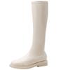 2021 autumn and winter new white boots women's flat boots but knee boots thin boots knight boots thin tall boots