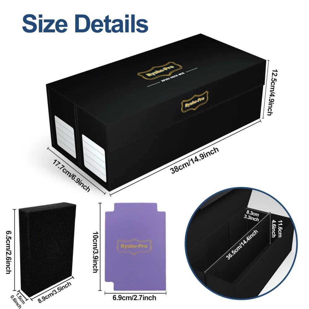 Ryshepro Large Capacity Trading Card Storage Deck Box Magnetic Closure Case with Dividers  and Cushions for MTG PTCG TCG Card