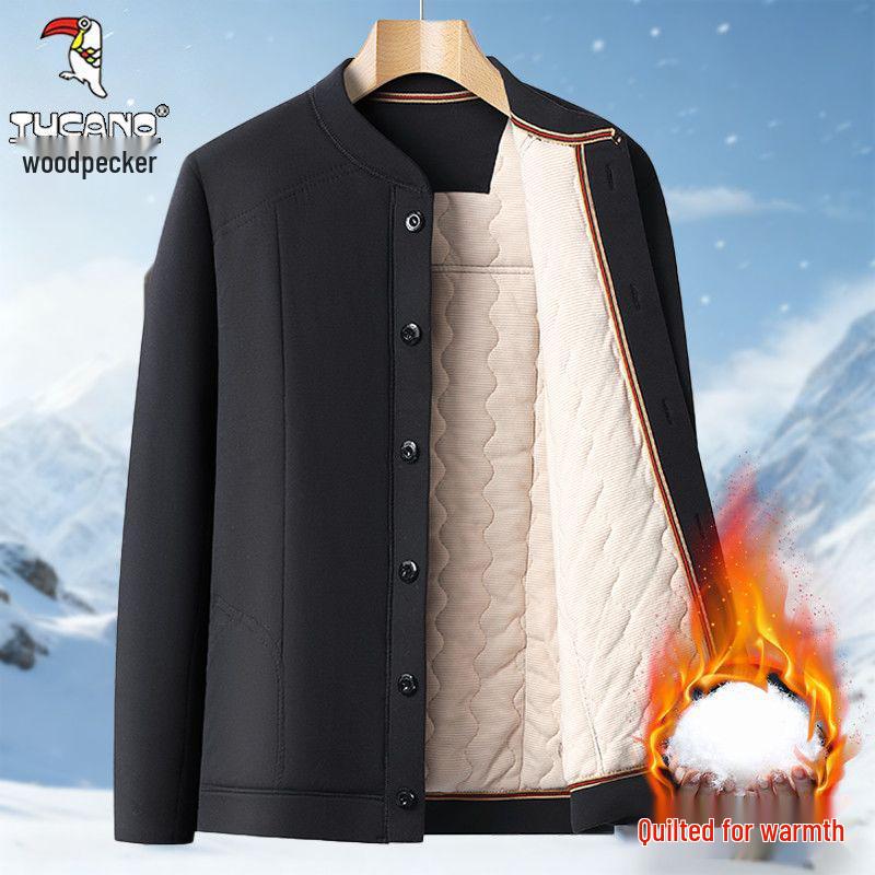 

Woodpecker Men s Plus Velvet Thick Cotton Jacket for Middle-Aged and Elderly - Warm Winter Coat for Dad and Grandpa. 4XL (140-160 jin)