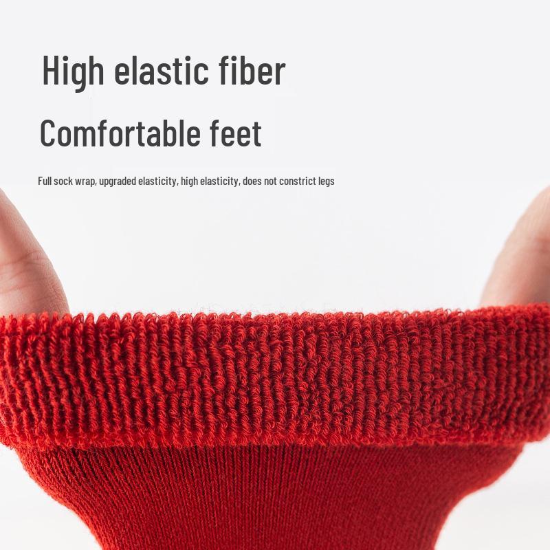 Newborn Non-Slip Red Cotton Socks: Thick & Cozy for Autumn/Winter, Ideal for 100-Day Birthday & New Year Celebrations