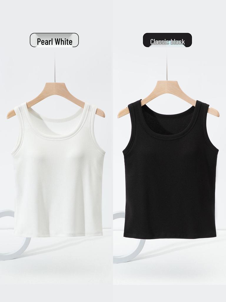 Slim-Fit Women's Threaded Tank Top with Integrated Pads - Comfortable, No Restriction, Ideal for Spring/Summer Yoga & Outer or Base Layer Wear.