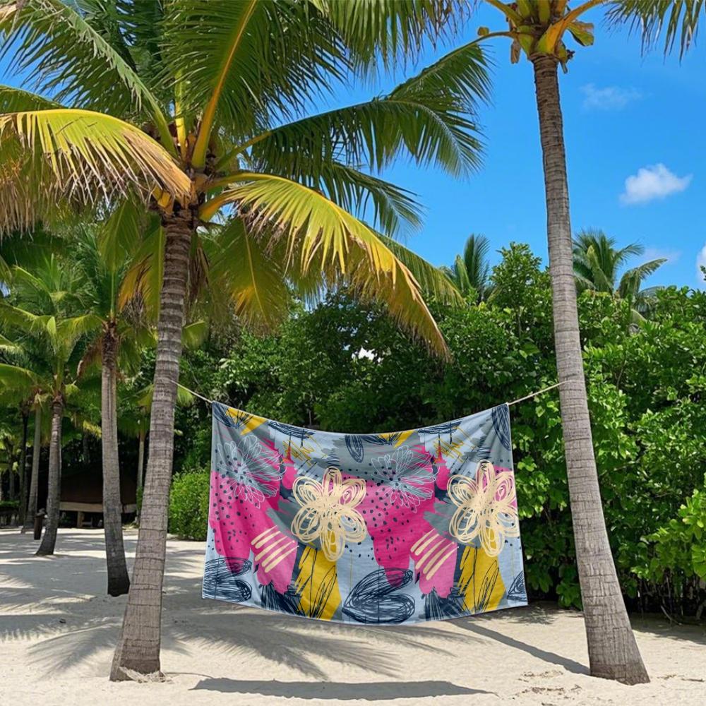 Abstract Floral Doodles Quick Drying Bath Towel Microfiber beach towel - light weight swimming camping  yoga beach out