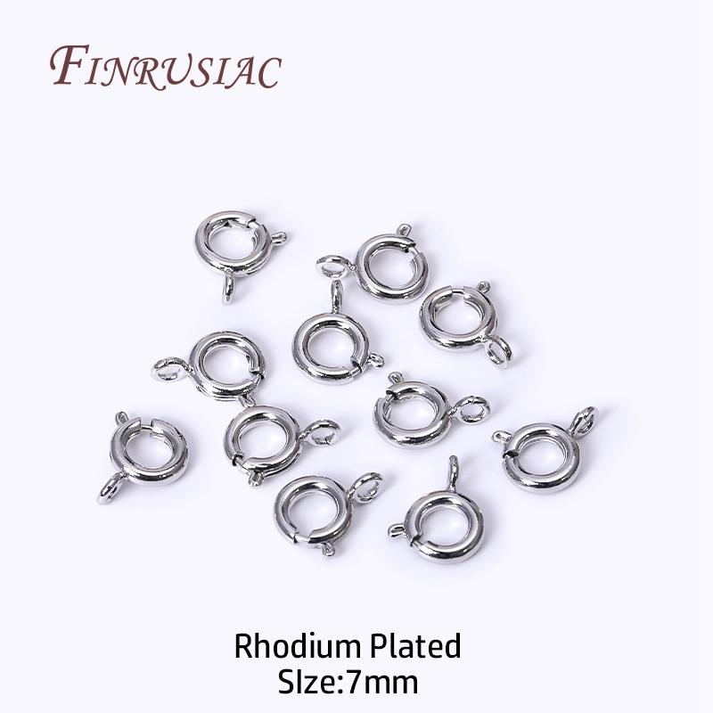 5/5.5/6/7mm Size 18K Gold Plated Brass Spring Ring Clasp with Open Ring, Round Clasps Connector For Bracelet Necklace Making