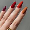 Autumn & Winter Almond-Shaped False Nails: Warm Orange European & American Ins Style Nail Tips