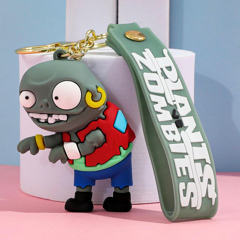Zombies Game KeyChain Cartoon Figure VS Plants Sunflower Peashooter Keyring Wall-nut Chomper Key Backpack Gifts