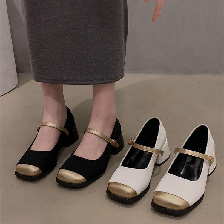 Summer Internet Celebrity Explosion Shows High Retro British Style Single Shoes One-word Buckle Spring Small Mary Jane Shoes