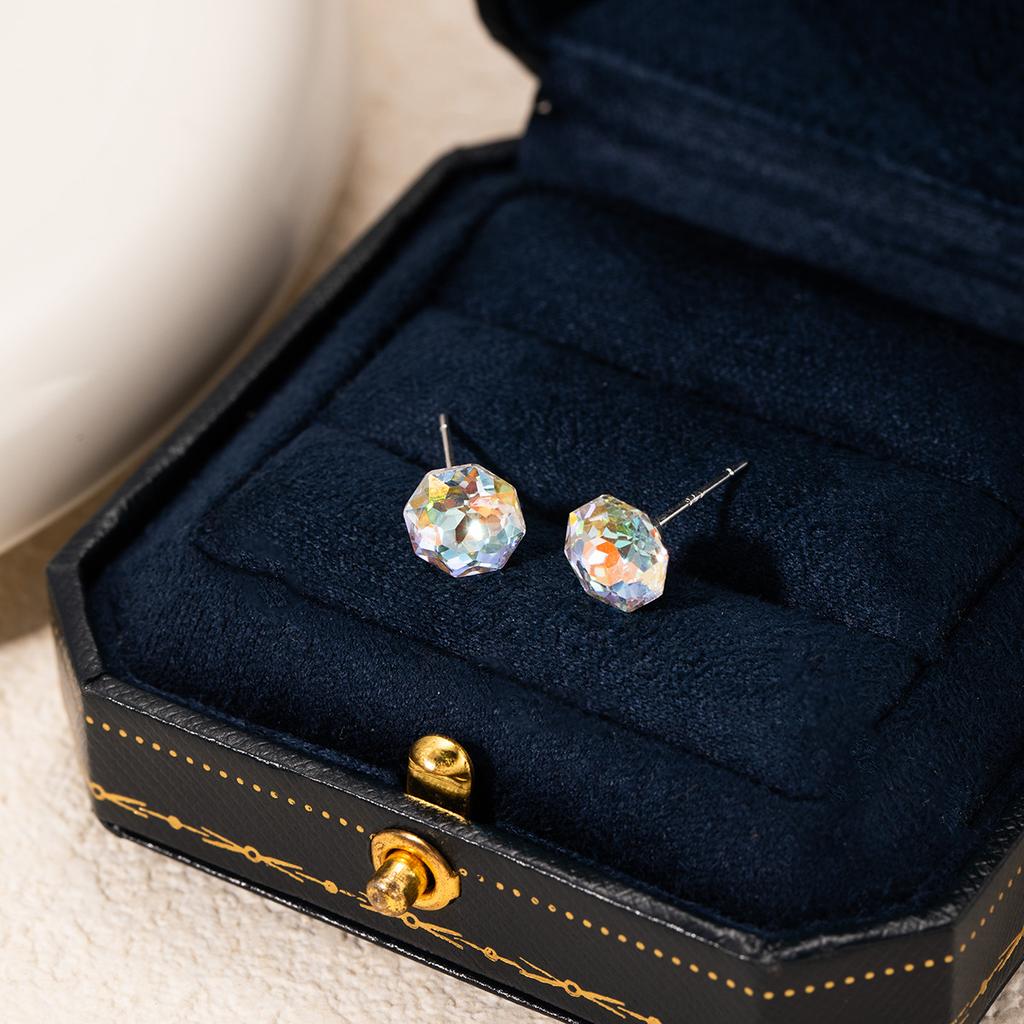 Explosive Millennium Eight-Sided Rose Ear Bone Nails Women'S Multi-Faceted Personality Zircon Exquisite Ear Holes