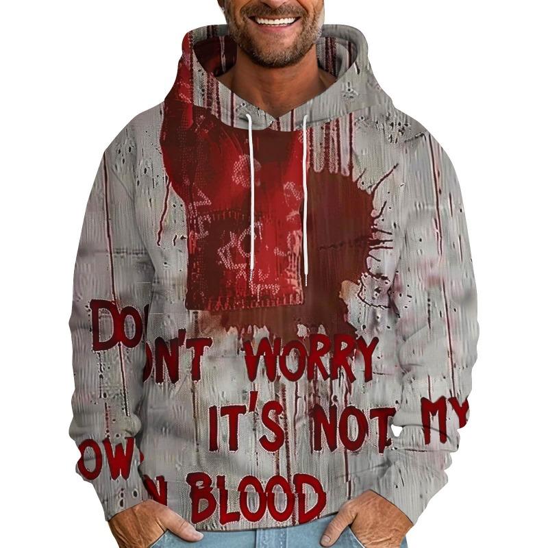 Vintage 3D It'S Not My Blood Bloody Letter Patterns Printed Sweatshirts Hoodies For Men Clothes Y2k Top Pullovers Spring And Autumn Boy Tees Clothing