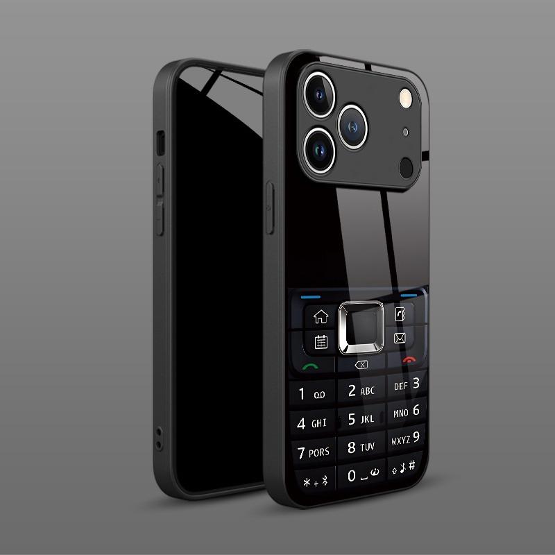 Retro Phone Button Pattern Tempered Glass Phone Case For Samsung Galaxy S26 S25 S24 S23 Ultra Plus FE Shockproof Cover