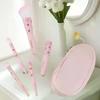 5pcs Cute Compact Makeup Brush Set With Case Premium Brush For Flawless Foundation, Blush, Eyeshadow Application Beauty Tools