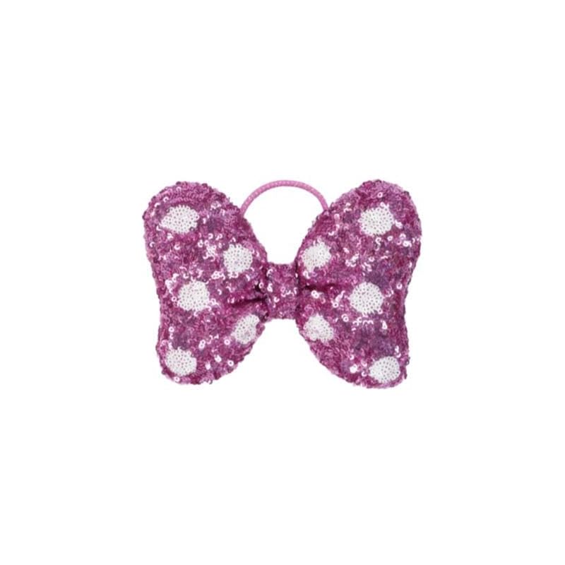 Minnie Mouse Ribbon Sequin Hair Tie, Large, Polka Dot, Souvenir, Commemorative Item (Pink)