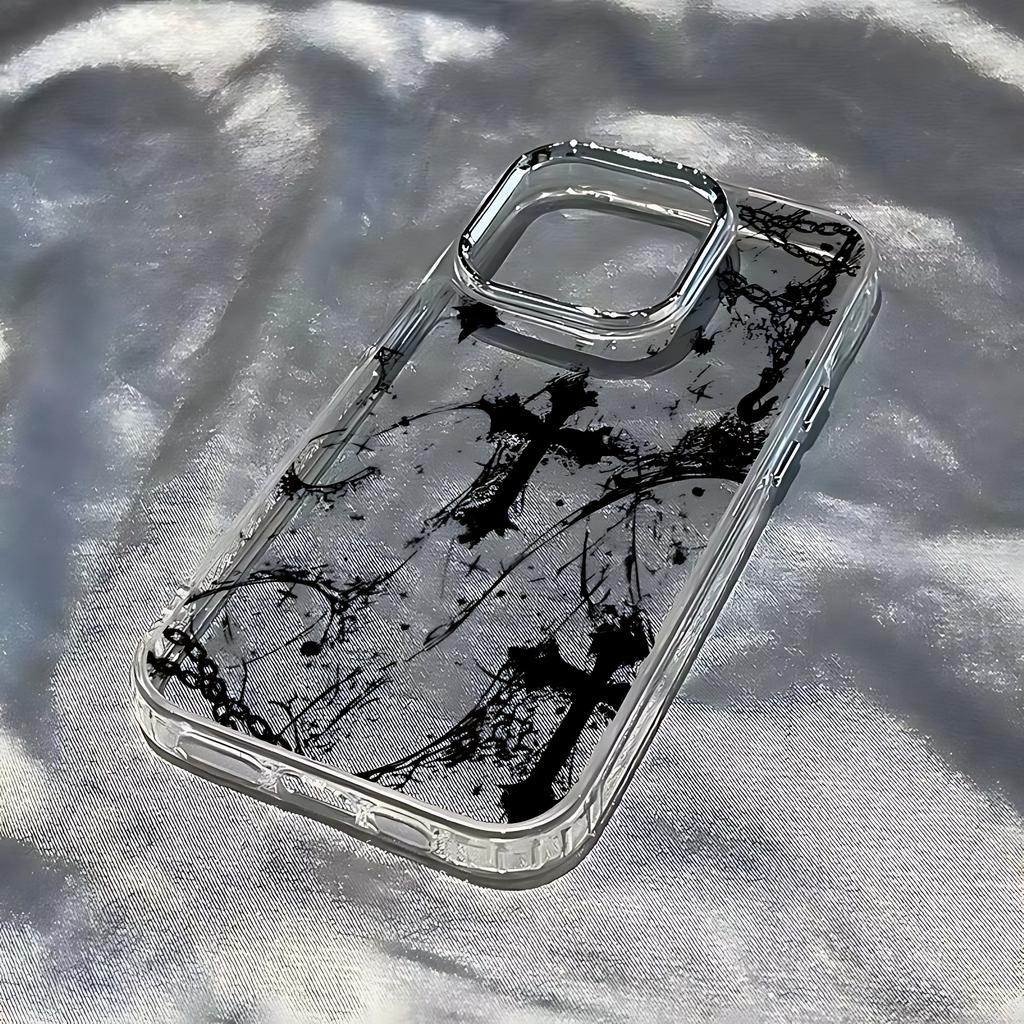 Dark Gothic Cross Mark Phone Case for OPPO Reno4 Reno5 Reno6 Reno8 Reno11 Reno12 13 14 15 Z T F Pro 4G 5G Transparent Soft Cover