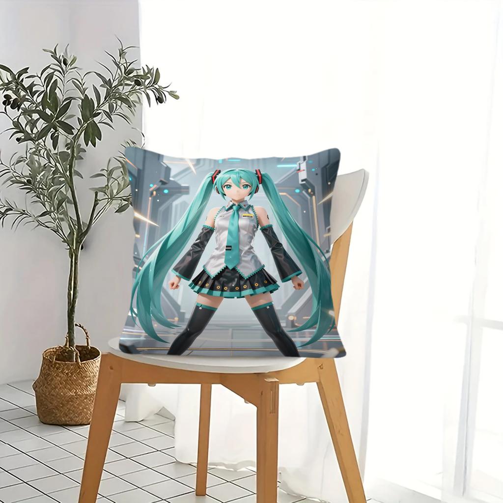 Sci-Fihatsune Miku Throw Pillow 18.18Inch Cushion Accent Pillow Includes Pillow Core Hd Print For Teens Sofa Bedroom Living Room
