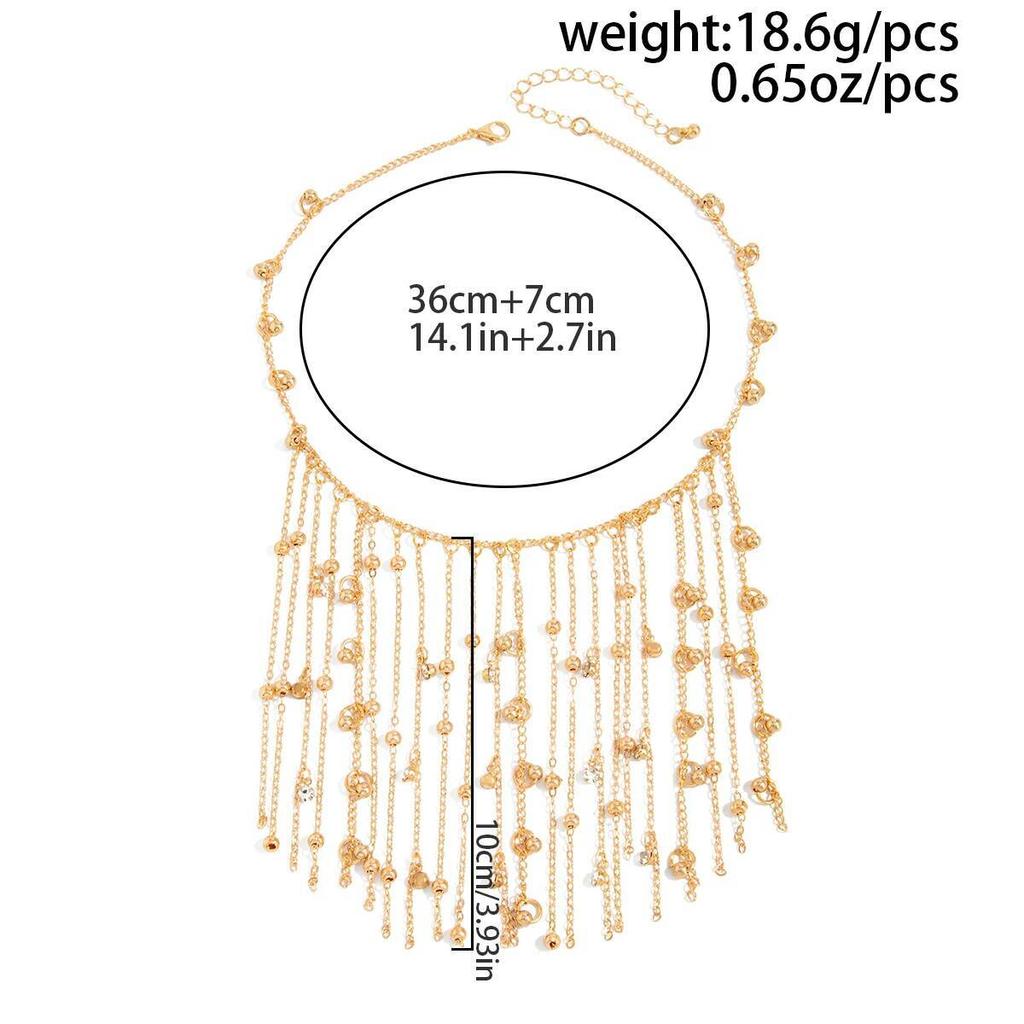 Salircon Fashion Creative Multi Layer Beaded Tassel Necklace Women Vintage Gold Color Clavicle Chain Party Jewelry Accessories