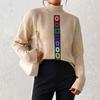 Women's Fashion Crocheted Patchwork Knitted Top With Half-high Collar And Pullover Sweater