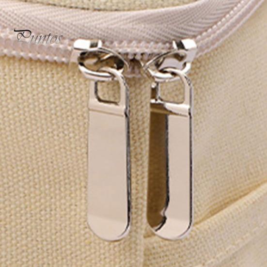 Canvas Yarn Storage Bag Solid Knitting Bag Handle Design Lightweight Portable Large Capacity Tote Organizer with Multi-layer Pockets