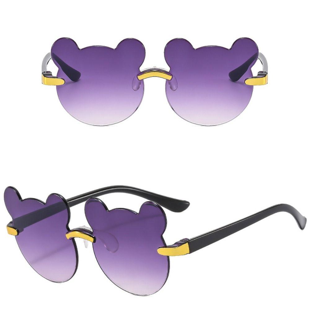 Cartoon Bear Kids Sunglasses UV385 Eyewear Cute Children Rimless Sun Glasses  for Boys Girls