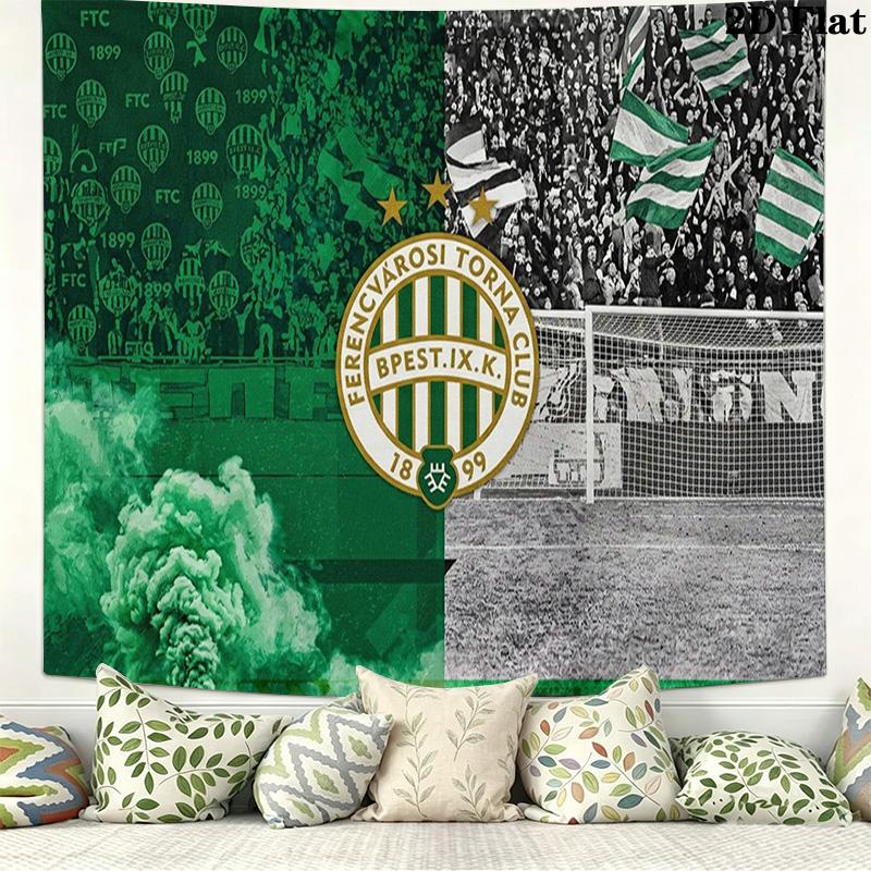 Ferencvárosi TC Wall Tapestry Aesthetic Wall Hanging Printed Fabric Blanket Decorative Tapestries for Bedroom Living Room Home Decor