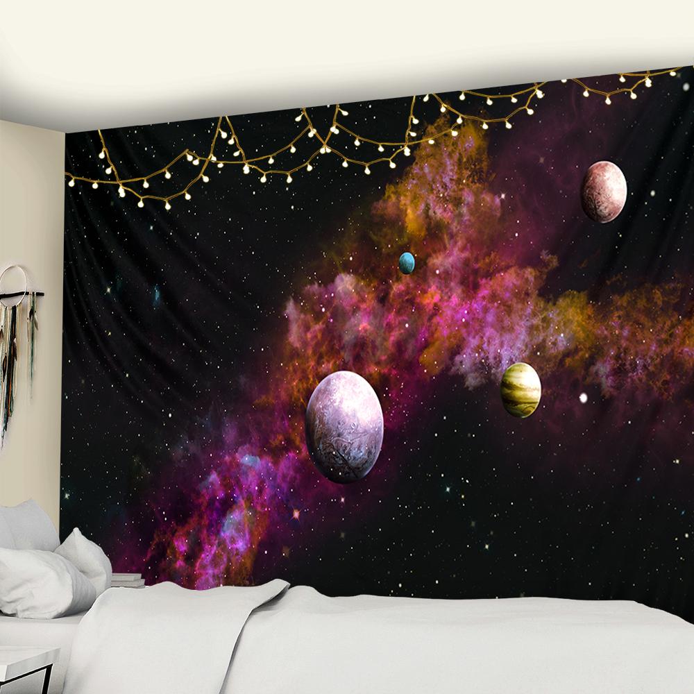 Solar System Planets Pattern Home Decor Wall Tapestry Blanket Galaxy Wall Tapestry for Bedroom Decor