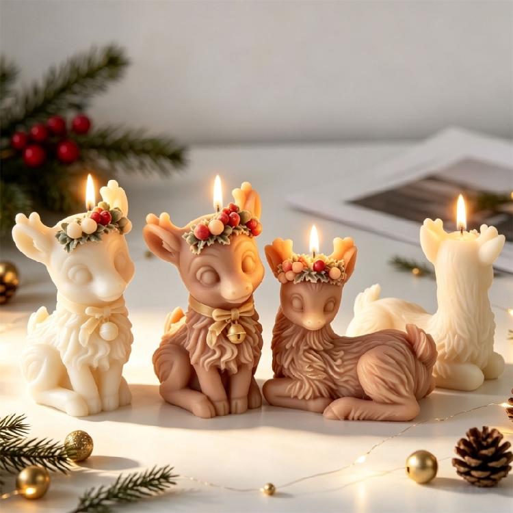 Winter Reindeer Candle Form, Christmas Silicone Craft Form for DIY Holiday Display and Home Handmade Projects Use