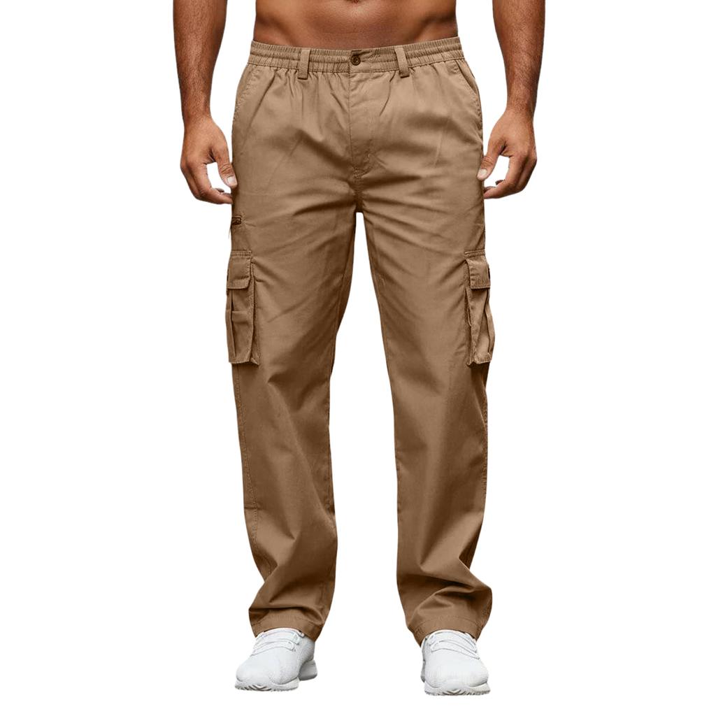 Men's Workwear Casual Stretch Waistband Multi-Pocket Straight-Leg Pants