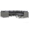VidaXL Garden Furniture Set, 9 Pcs with Cushions Wicker Resin Grey