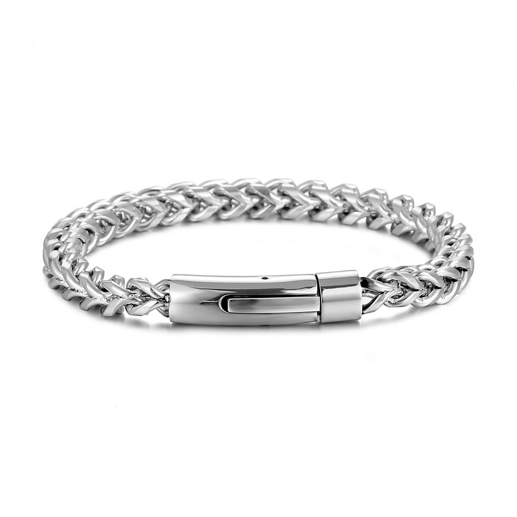 Retro 6mm Fishbone Chain Distressed Stainless Steel Bracelet Men for Motorcycle Parkour Creative Jewelry Accessories