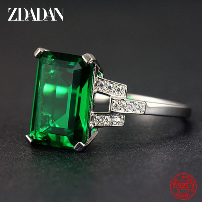 925 Sterling Silver Charm Emerald Rings for Women Fashion Wedding Jewelry 6