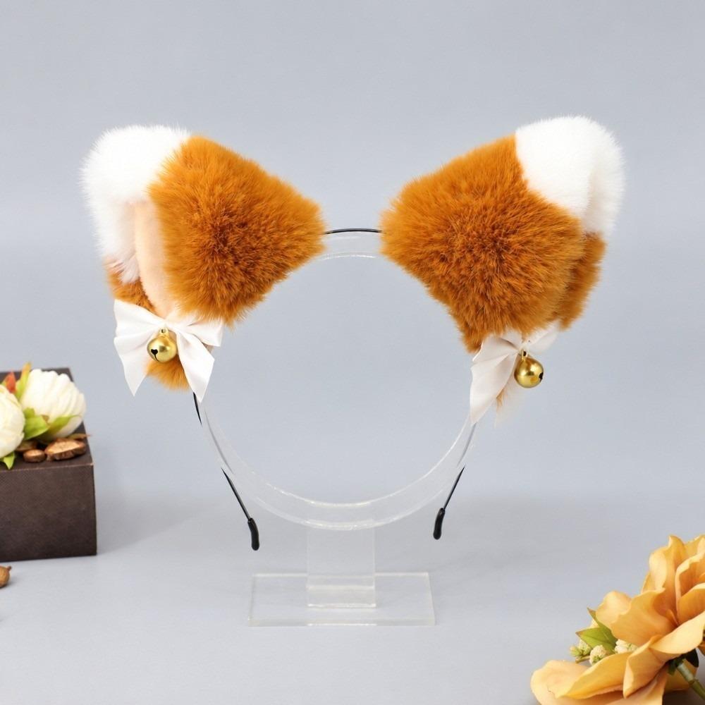 Handmade Fox Ears Hairband Ribbon Bow Animal Cosplay Hair Band Cat Ear Headband  Hair Accessories
