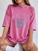 Malibu Beach Druck gewaschene T-Shirts Damen Baumwolle Kurzarm Tops Street Rundhals Oversized T-Shirts Hip Hop Trend Kleidung