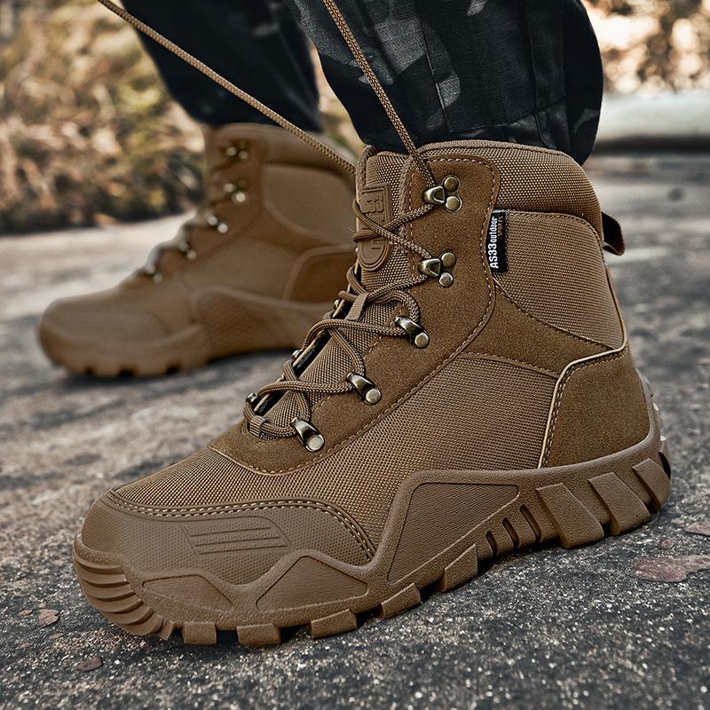 Men's Plus Size Mid-Top Tactical Hiking Boots - Outdoor Military Desert Field Boots