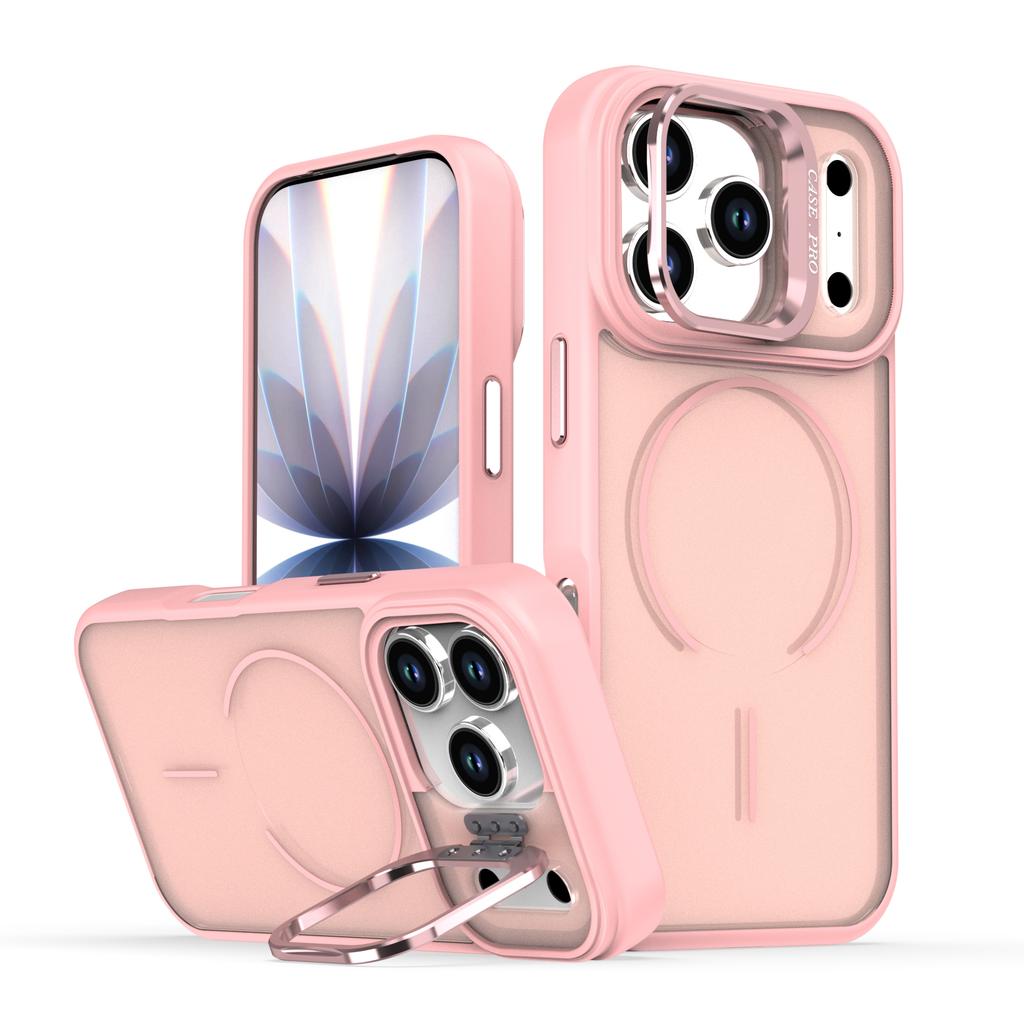 New For Magsafe Magnetic Fold Lens Stand Case For iPhone 17 Air 16 15 14 Plus 13 12 17 Pro Max 16e Matte Clear Protector Cover