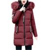 Womens Winter Thick Jacket Collar Zipper Pocket Coat Warm Cotton Hoodie Outwear