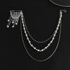 Unique Multi Layer Tassel Chain Brooch for Men Women Punk Personality Jewelry Accessory for Costume Formal Wear