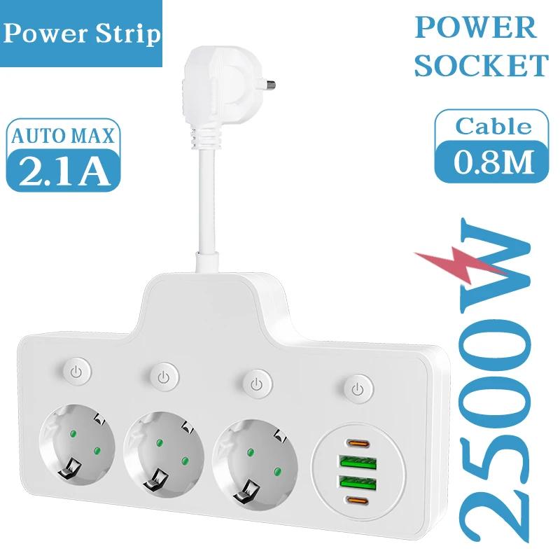 Priză EU 1/2/3/4 Ieșiri Adaptor Standard European Extensie Priză de Alimentare Convertor AC Adaptor Birou Acasă Încărcător de Perete