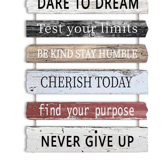 Inspirational Wall Art Decor Rustic Wall Hanging Plaque Farmhouse Wooden Door Sign Inspiring Positive Quotes Wall Decor for Office Bedroom Living Room