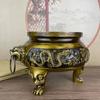Copper Brass Household Indoor Offering Buddha God Of Wealth Double Dragon Three Legs Incense Burner Large