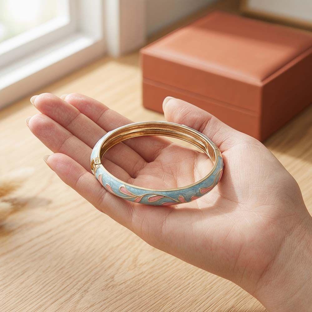 Colorful Vintage Cloisonne Bangle Enamel Women's Hand Bracelet Vintage Enamel Flower Bangle Ladies