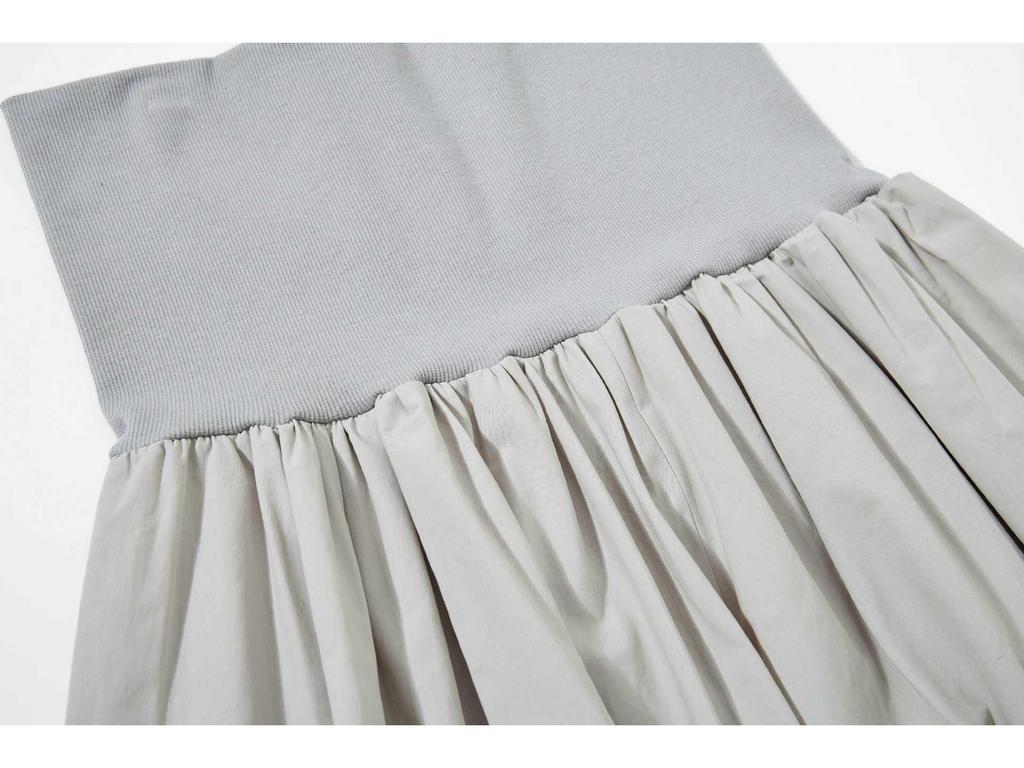 Japanese Niche Double-Layered Ribbed Waist Gray Ballet-Style Fluffy Skirt for Women