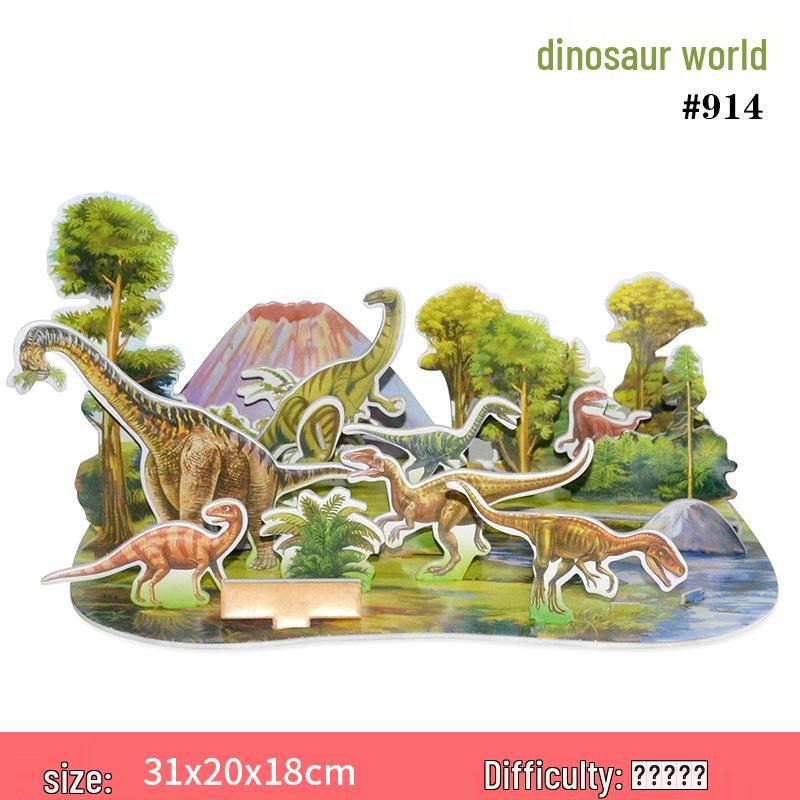 Dinosaur World 3D Puzzle: Creative Children s Educational Paper Craft Set