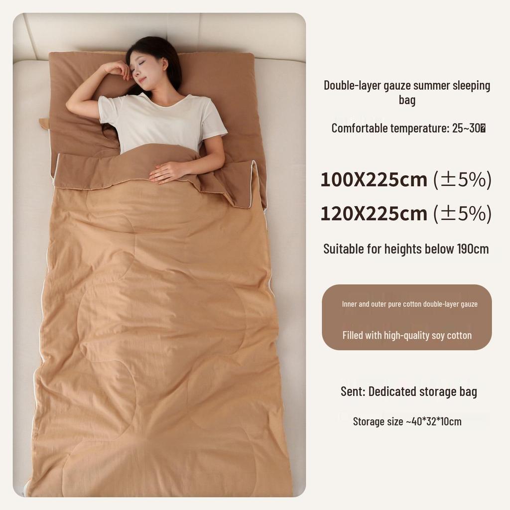 Hao Run Qi Summer Cotton Double Layer Gauze Adult Sleeping Bag – Lightweight for Travel, Camping, and Outdoor Use