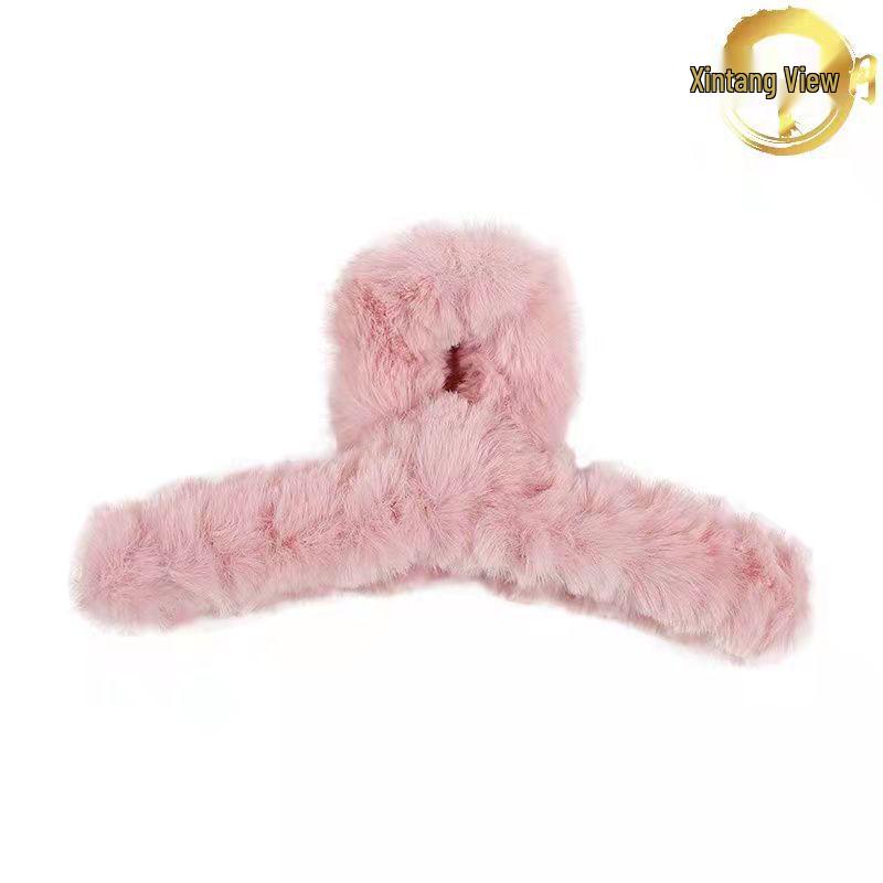 Autumn/Winter Furry Korean Plush Shark Hair Clip - Cute Updo Claw, Cross Clip, One-Word Design