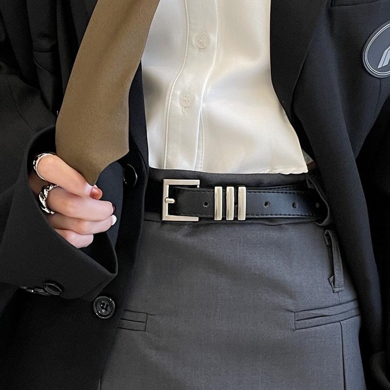 

Женский ретро кожаный ремень в корейском стиле высокого класса для юбок чёрный