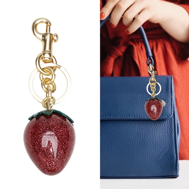Strawberry Keychain Charm Multifuntional Bag Charm Key Accessory Alloy Texture Suitable for Keys and Fashion Bags