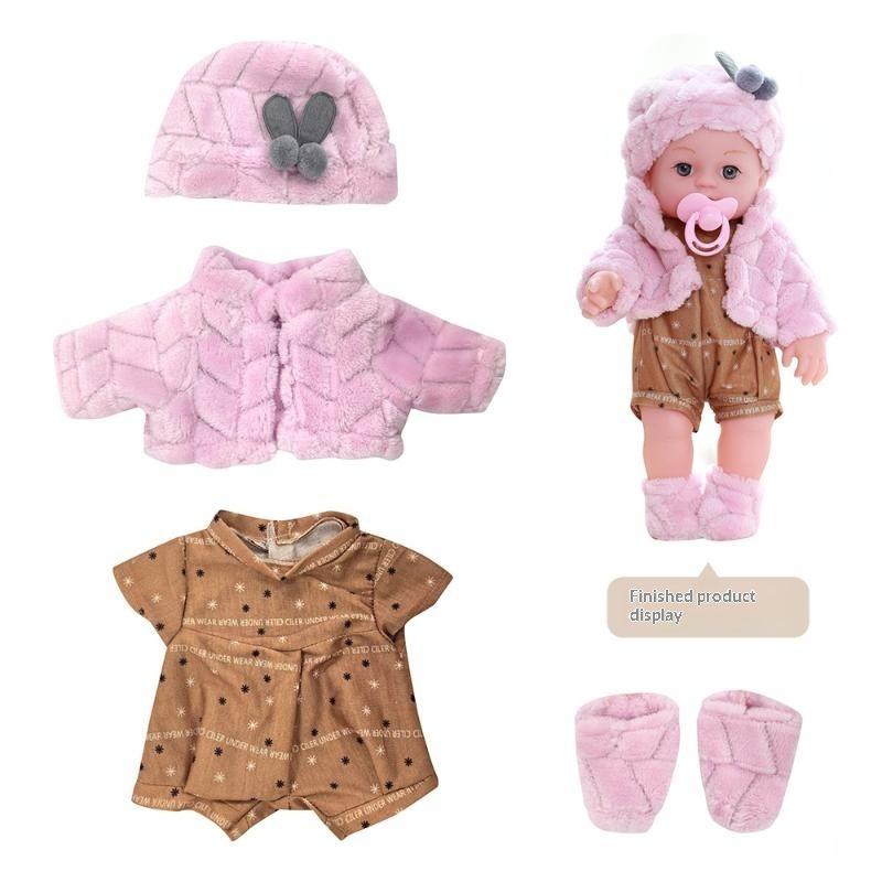 Til 12 tommer 30 cm babydukker Outfits Tøj Bæresele Tegneseriebjørn Vinter Pyjamas Jumpsuit Plys Tøj Tilbehør