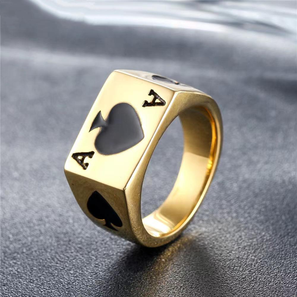 Cool Mens Biker Casino Lucky Poker Ring Jewelry Men Stainless Steel Size 7-15