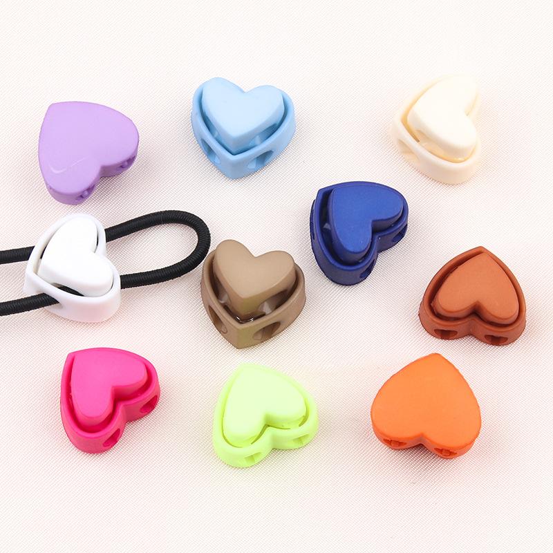 5Pcs Colorful Garment Stoppers Heart-Shaped Plastic Cord Locks Double Hole Spring Toggle Anti-Slip Stoppers Garment Accessories